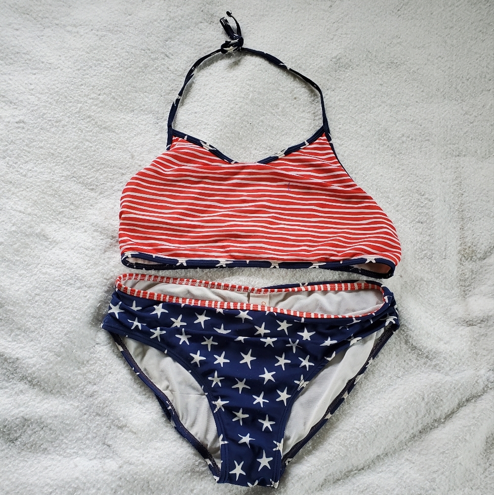 Cat and Jack Halter/Bandeau Top 2-Piece Swimsuit, Youth Sz XL